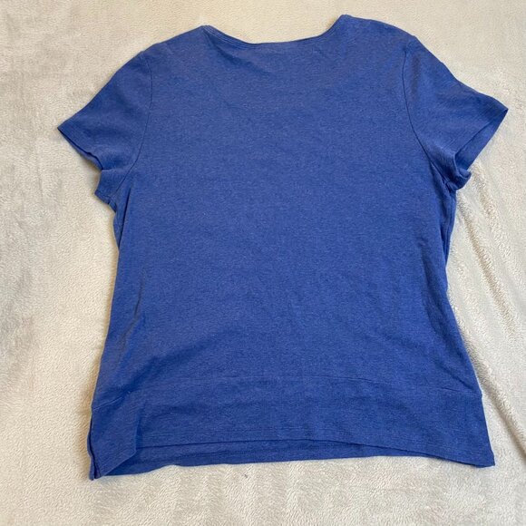 Karen Scott Women's Top XL Blue Short-Sleeve Cotton With Button Detail Hem - Picture 10 of 11